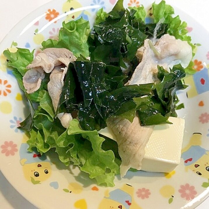 簡単ひと品☆豆腐とワカメの温しゃぶ